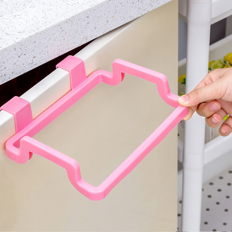 Puerta de la cocina de nuevo soporte de la bolsa de basura portátil hogar puerta del gabinete trasero de trapo rack basurero image 5