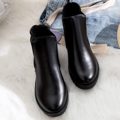 2018 autumn and winter new student square heel short boots Chelsea British style Korean style round toe Martin boots trendy