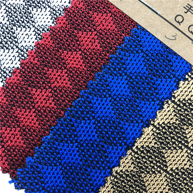 厂家现货 双色菱形格仿飞织面料 富贵圆提花鞋材 箱包 服饰等用料