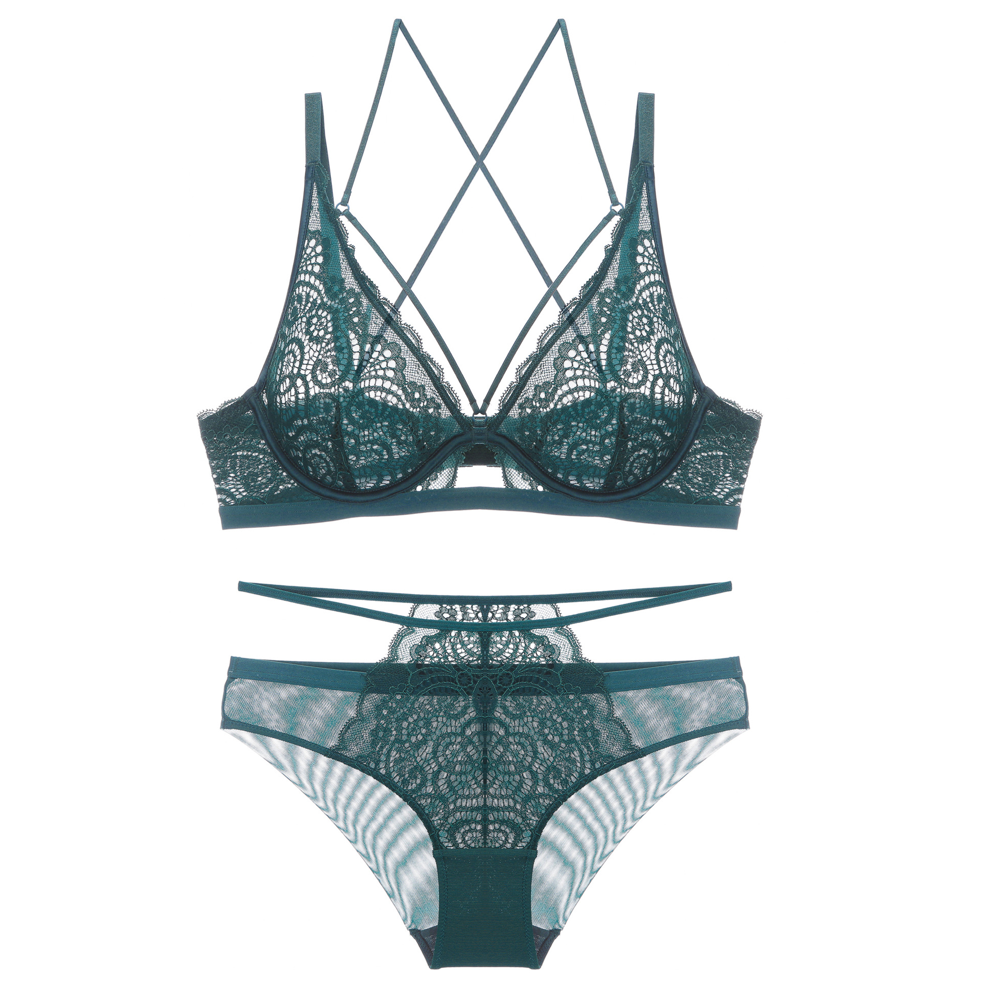 秋季新品外貿歐美性感文胸法式內衣女性超薄蕾絲聚攏文胸套裝