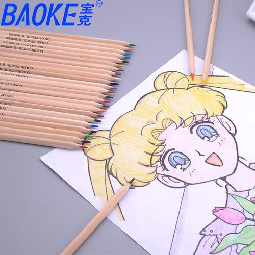 Baoke colored pencils 12 colors 24 colors 36 colors 48 colors tube drawing drawing oil colored lead children's coloring graffiti