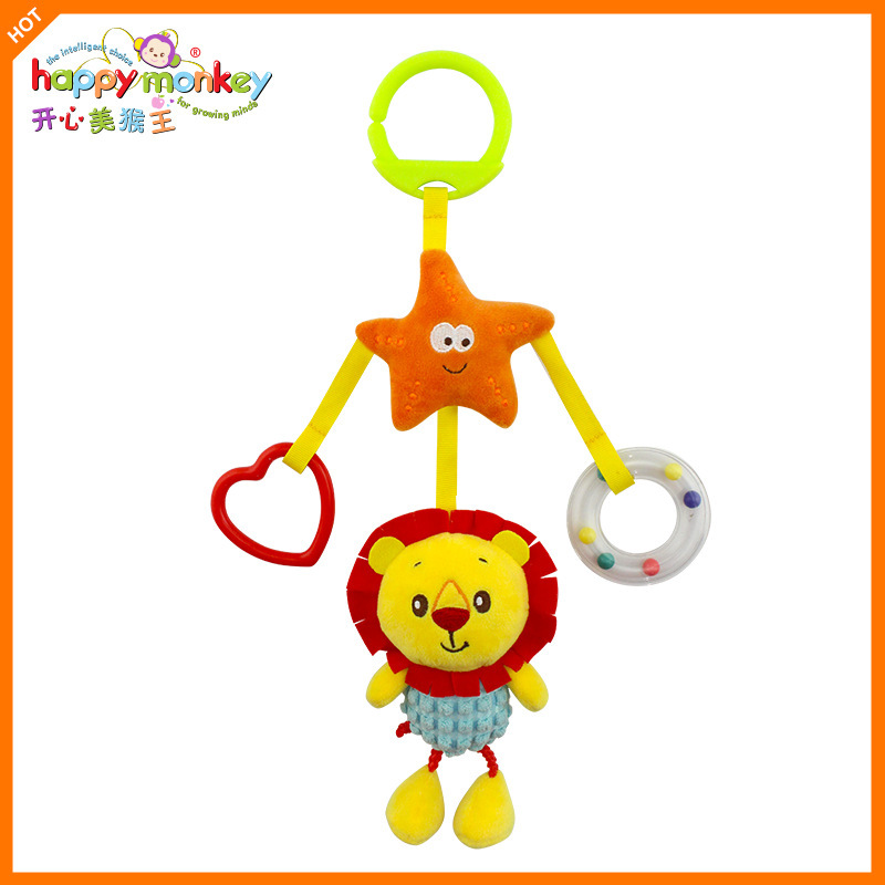 Juguete colgante Happy Monkey para cuna, de 0 a 1 año, para colgar en la cama o el coche, peluche para recién nacido, tipo campana colgante para cama
