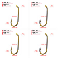 Relaxity Fishing Tackle Fly Fishing Barbed Hook 200 Pcs/Bag, Lure Fly Gold Carbon Single Hook 8000 Wholesale
