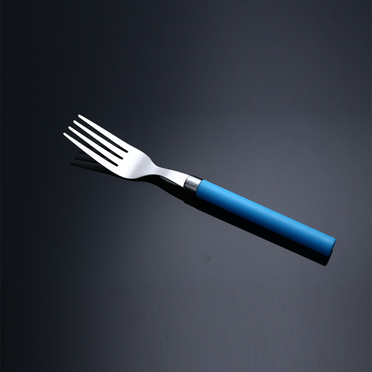 Juego de vajilla de acero inoxidable al por mayor transfronterizo bistec cuchillo tenedor comida occidental cuchillo tenedor cuchara mango redondo de plástico estudiante estilo ins