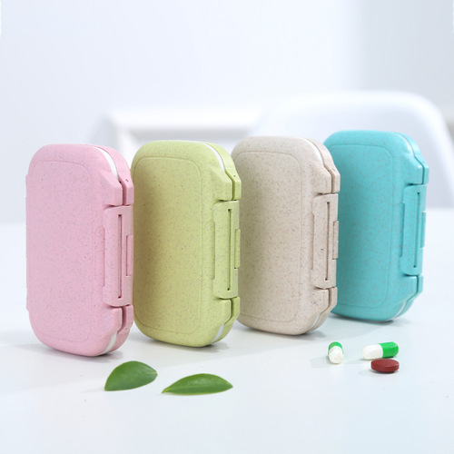 Plastic four-grid pill box portable mini pill box dividing small pill box premium pill box color and logo storage