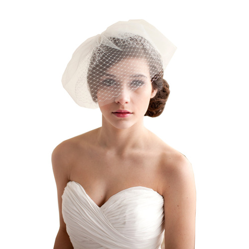 V201 dual material hand-sewn hair comb bridal veil, European and American style bridal short veil, bridal wedding accessories