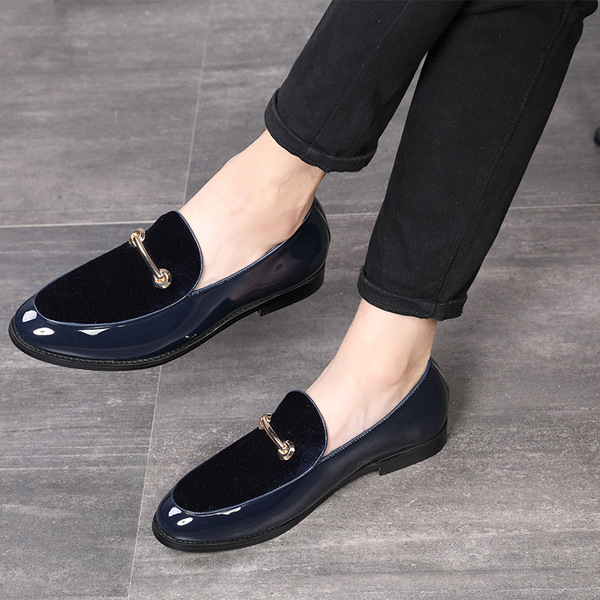 Lefu Shoes for Men's Spring and Autumn New Leather Shoes, Bean Shoes, European and American Men's Shoes, Lacquer Leather