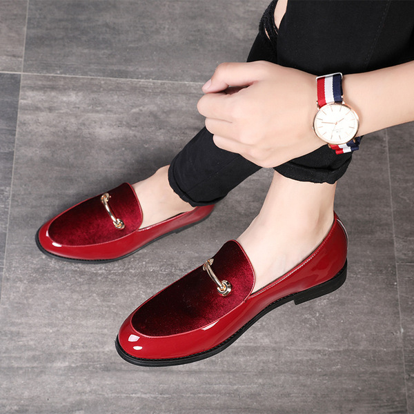 Lefu Shoes for Men's Spring and Autumn New Leather Shoes, Bean Shoes, European and American Men's Shoes, Lacquer Leather