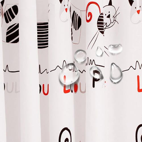 Cross-border Amazon Bathroom Curtain Cartoon Cat Thickened Bathroom Waterproof Shower Curtain PEVA Shower Curtain Fabric Wholesale