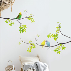 Manufacturer wholesale new XM309 fresh branch bird wall sticker living room TV sofa background decoration removable