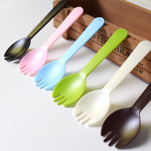 Wholesale disposable forks and spoons, plastic spoons, integrated spoon and fork, jelly spoon, individual packaging, sand-coated dessert fork, bagged