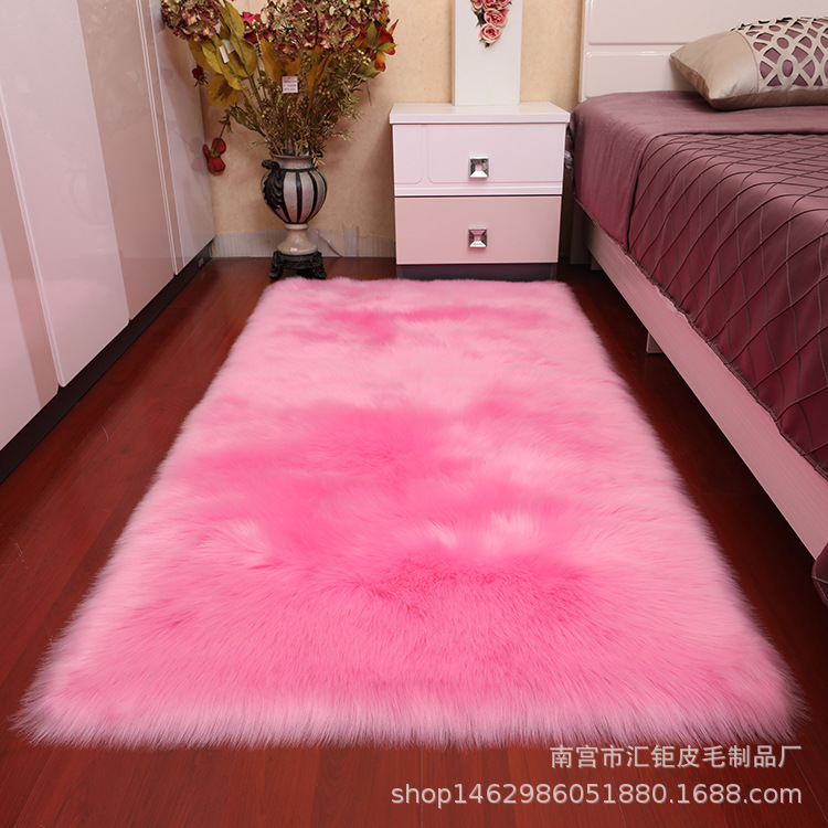 Alfombra transfronteriza para el hogar de Amazon Alfombra de felpa blanca Alfombra lateral de cama Manta de mesa de centro de sala de estar de felpa de oveja de imitación artificial