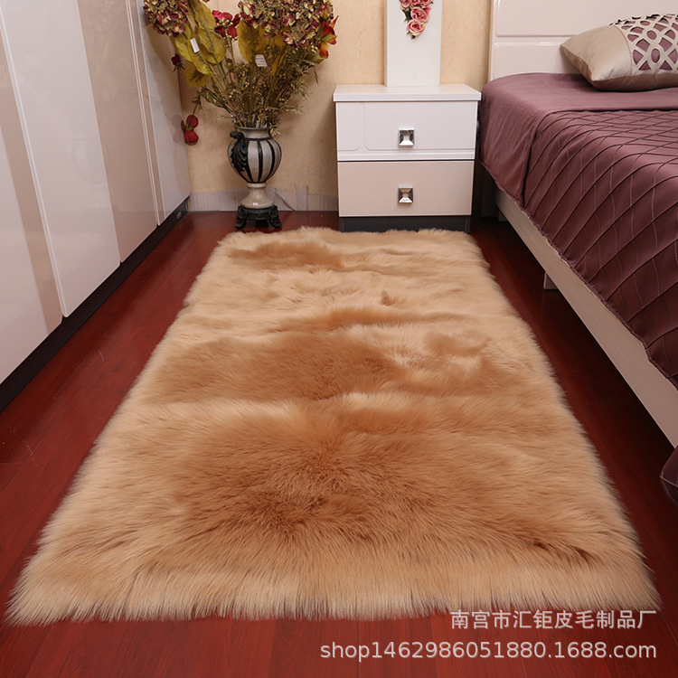 Alfombra transfronteriza para el hogar de Amazon Alfombra de felpa blanca Alfombra lateral de cama Manta de mesa de centro de sala de estar de felpa de oveja de imitación artificial