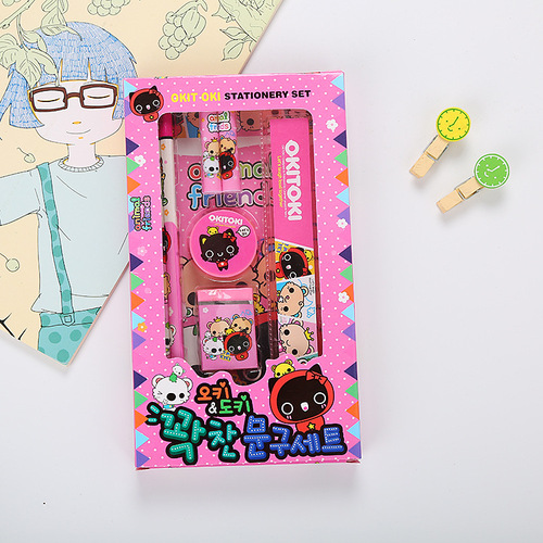 Cute Student Prize Stationery Set Cartoon Learning Gift 8-piece Creative Kindergarten Children’s Stationery Gift Box