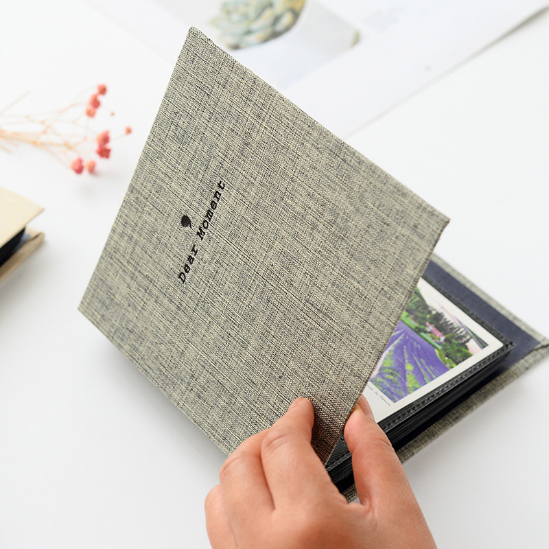 Al por mayor elegante de algodón y lino de hojas sueltas álbum de PP álbum de cine boleto de almacenamiento postal de 3 pulgadas de 5 pulgadas