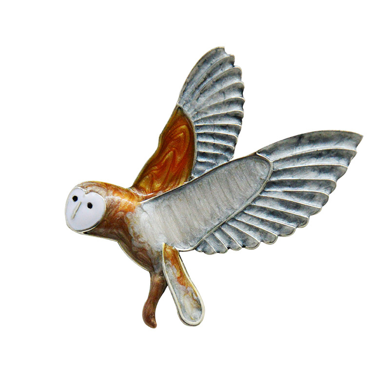 Zinc Alloy Clothing Enamel Color Oil Drop Owl Brooch Pin