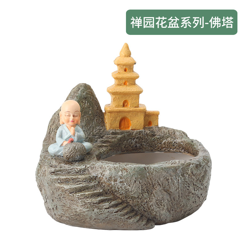 Chậu cây mọng nước resin phong cách đồng quê, chậu mini trang trí văn phòng, ban công và tiểu cảnh (RG-184)