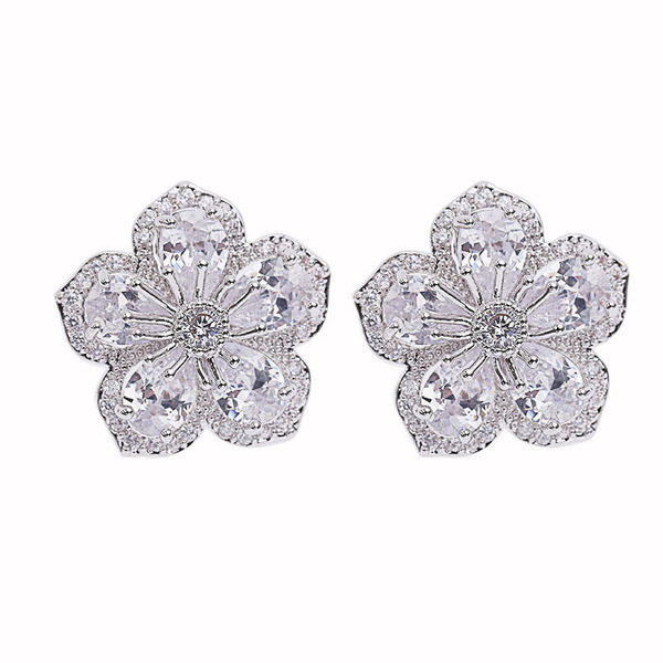 Fashionable three dimensional earrings with tassels with zircon