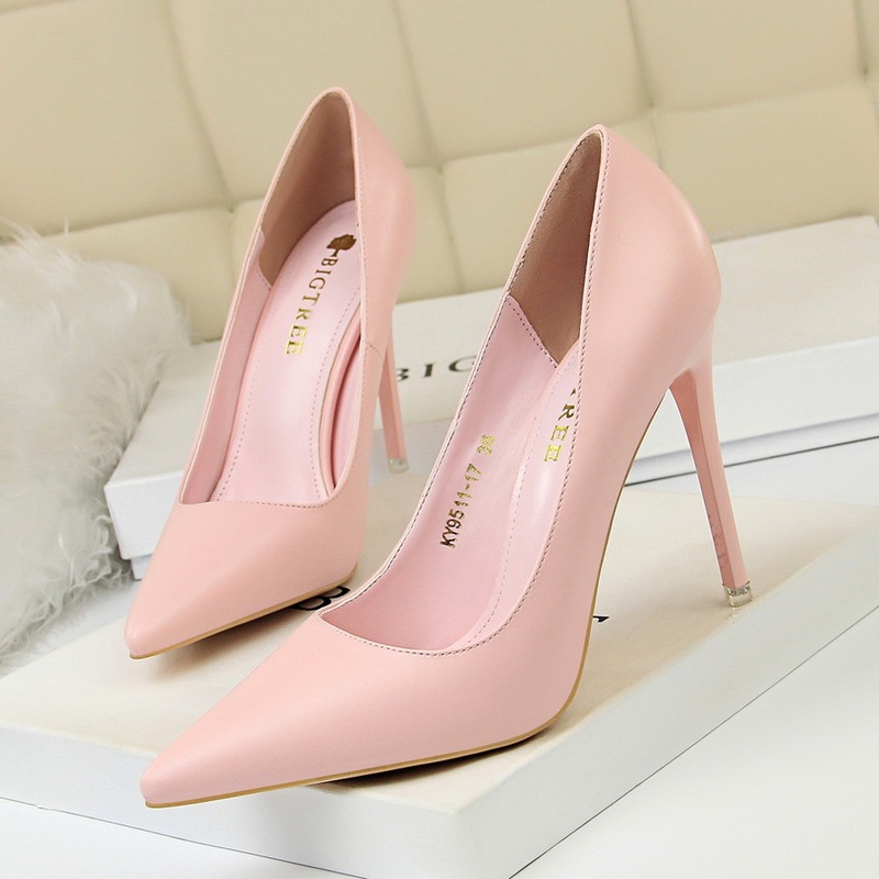 9511-17 Korean Style Fashionable Simple Women's Shoes Slimming Look High Heels Stiletto Super High Heels Shallow Mouth Pointed Toe Sexy Shoes