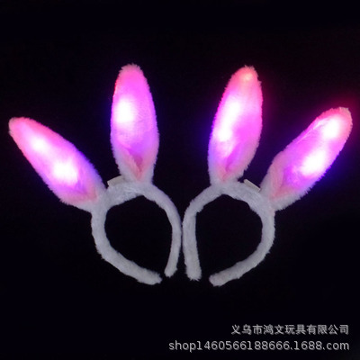 Plush luminous rabbit ears, glitter sequined rabbit ears headband, concert party toy manufacturer wholesale