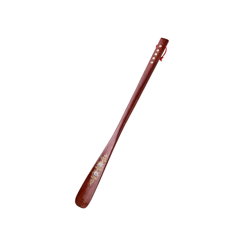 Venta al por mayor súper largo calzador de madera maciza ala de pollo calzador de madera maciza calzador con incrustaciones de calzador de madera zapatos de elevación de madera con asistente