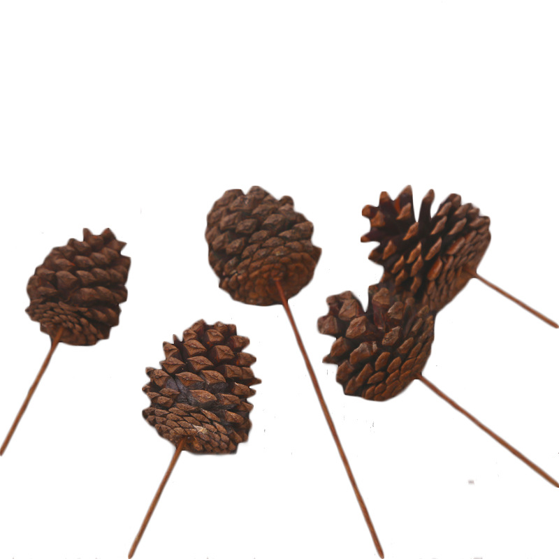 Ramo de pino seco cono decoración DIY flor seca natural flor eterna decoración casera hecha a mano salón arreglo floral con varilla cono de pino