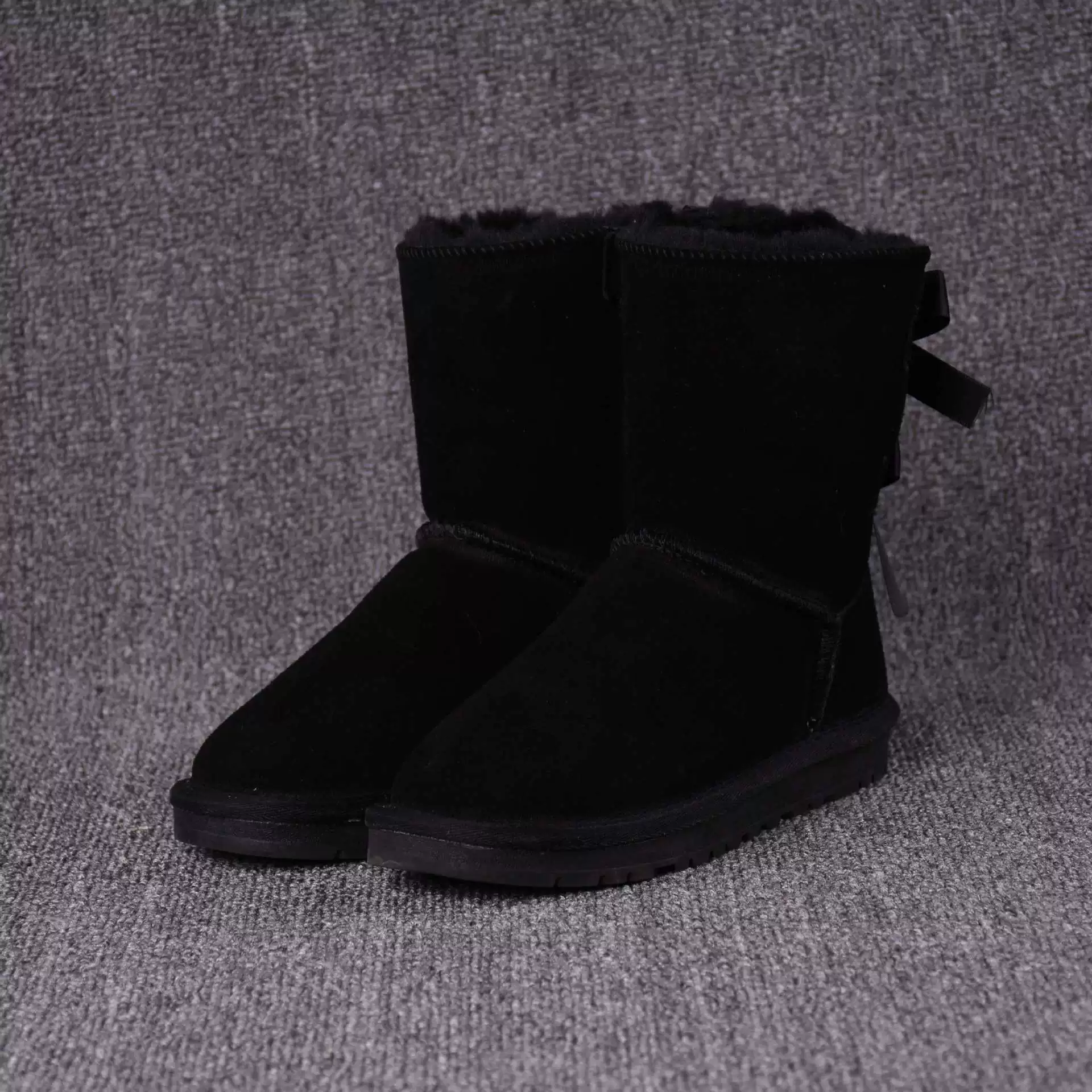 Keep warm boots with bow, wholesale, mid-length, genuine leather, plus size