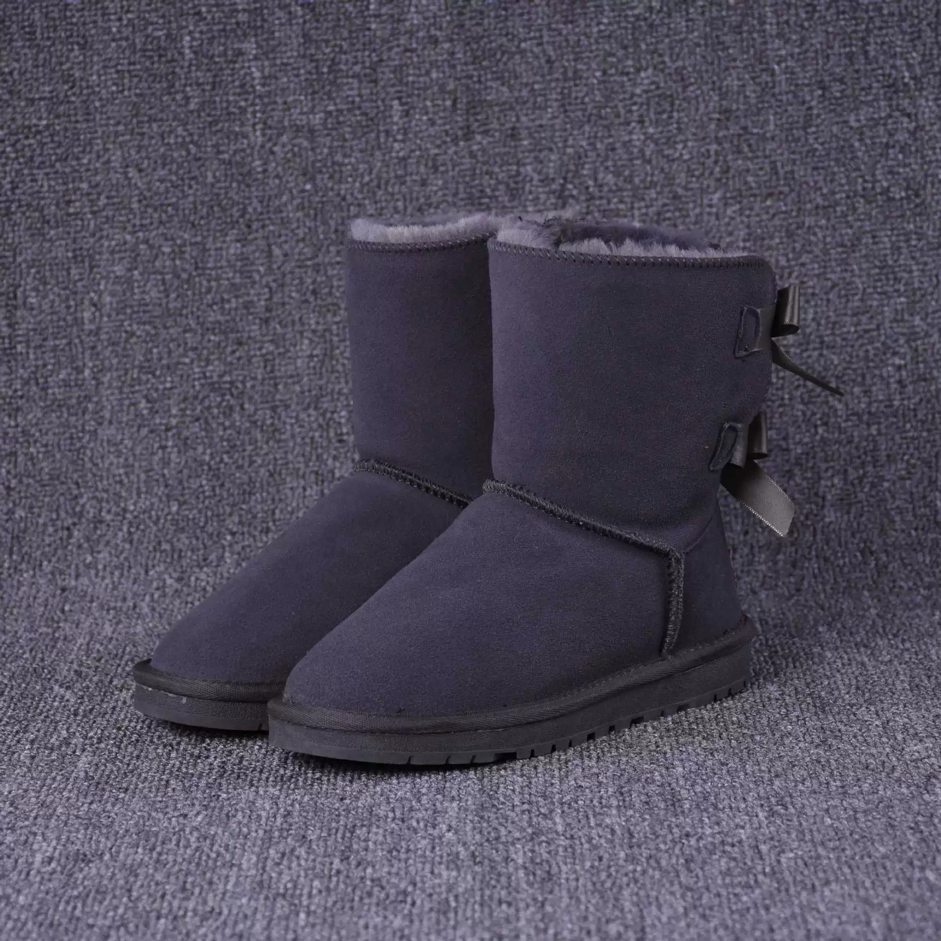 Keep warm boots with bow, wholesale, mid-length, genuine leather, plus size