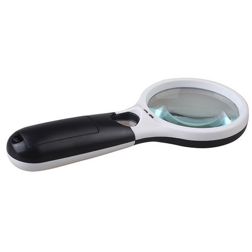 E-commerce 6902AB double-lens racket with 3 LED lights handheld high-power reading plastic magnifying glass with light