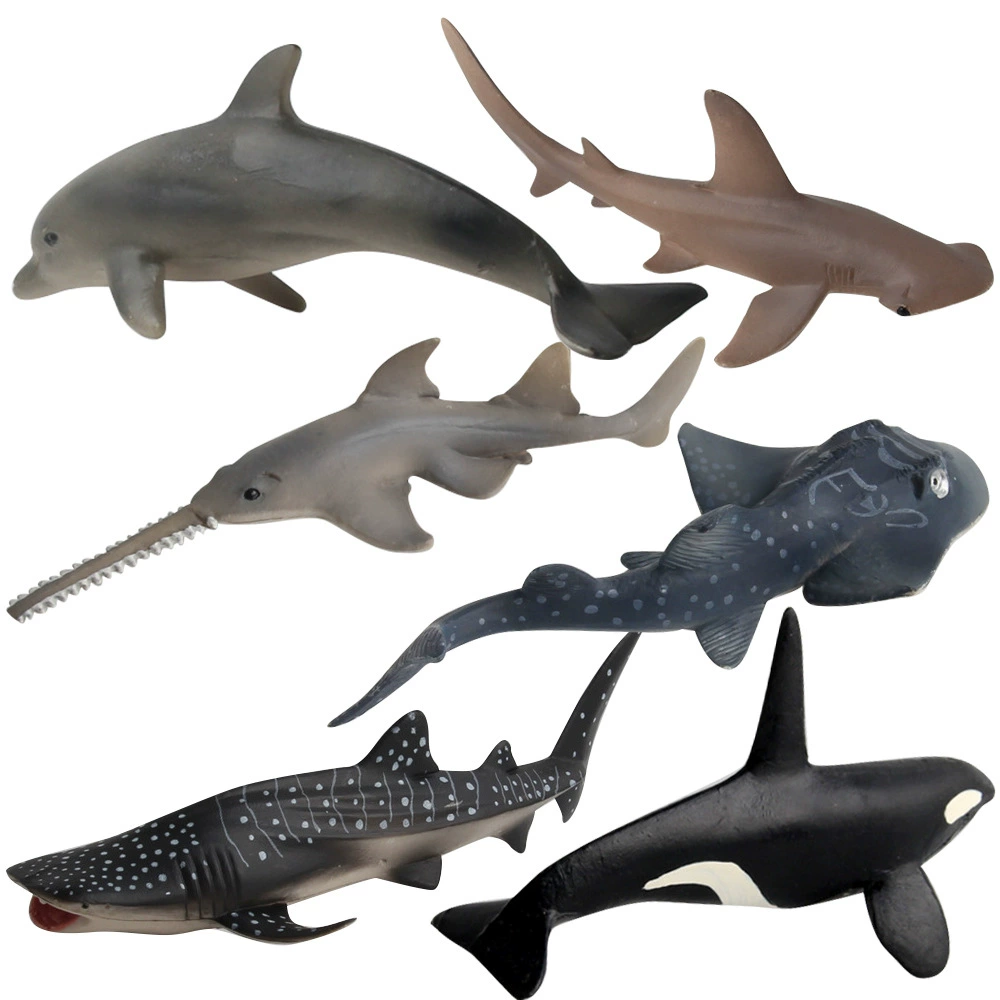 Realistic marine animal model, minifigure, shark, dolphin
