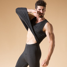 厂家批发桑蚕丝保暖背心 男士秋冬V领打底马甲 现货厚款坎肩