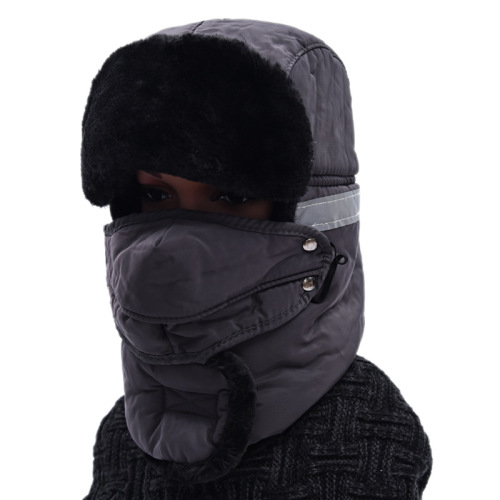 Winter velvet Lei Feng hat Northeastern men and women outdoor cold-proof hat one-piece cycling and skiing windproof and warm hat