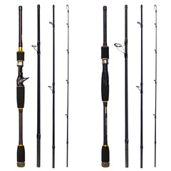 Wuhan 4 Section Spinning Rod Short Carbon Fishing Rod Portable Telescopic Rod 2.1m M-Grade Long Range Spinning Rod Wholesale