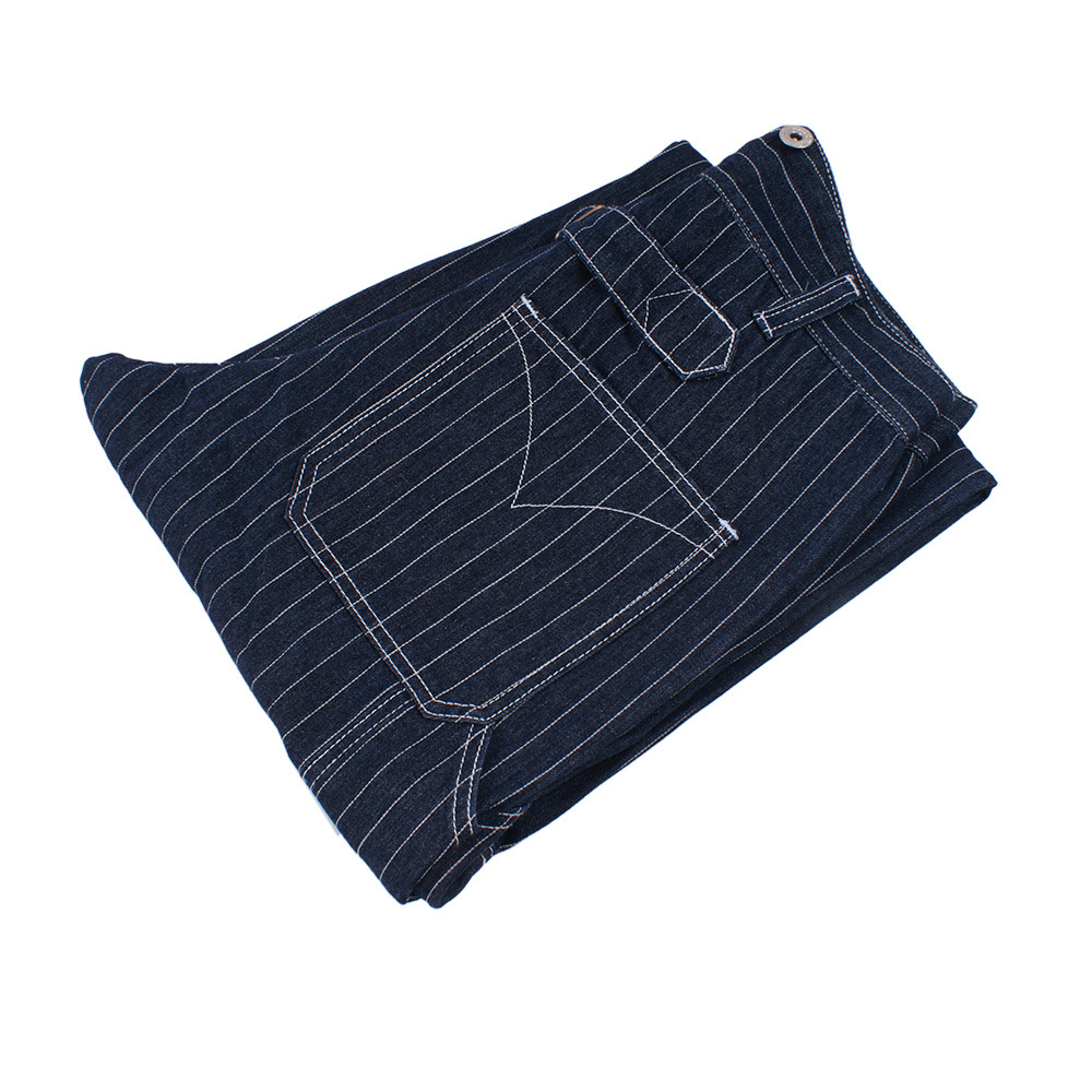 Nuevos hombres de pierna ancha rayas jeans sueltos overoles de ferrocarril ameikaji overoles de motocicleta