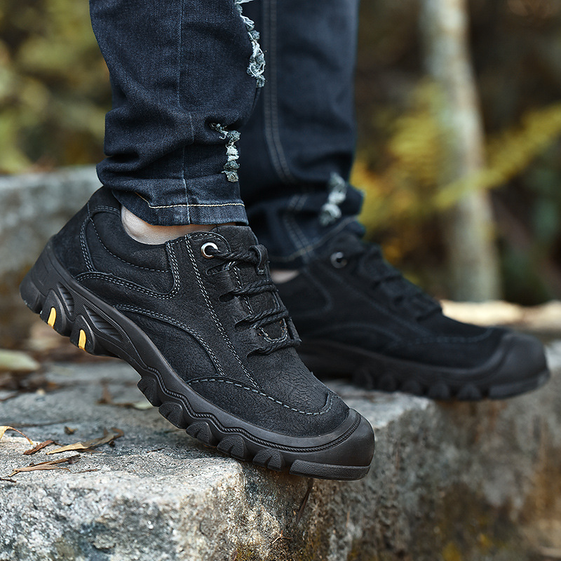 Men's Waterproof Hiking Shoes Non-slip Cowhide Outdoor Trainers_voghion.com