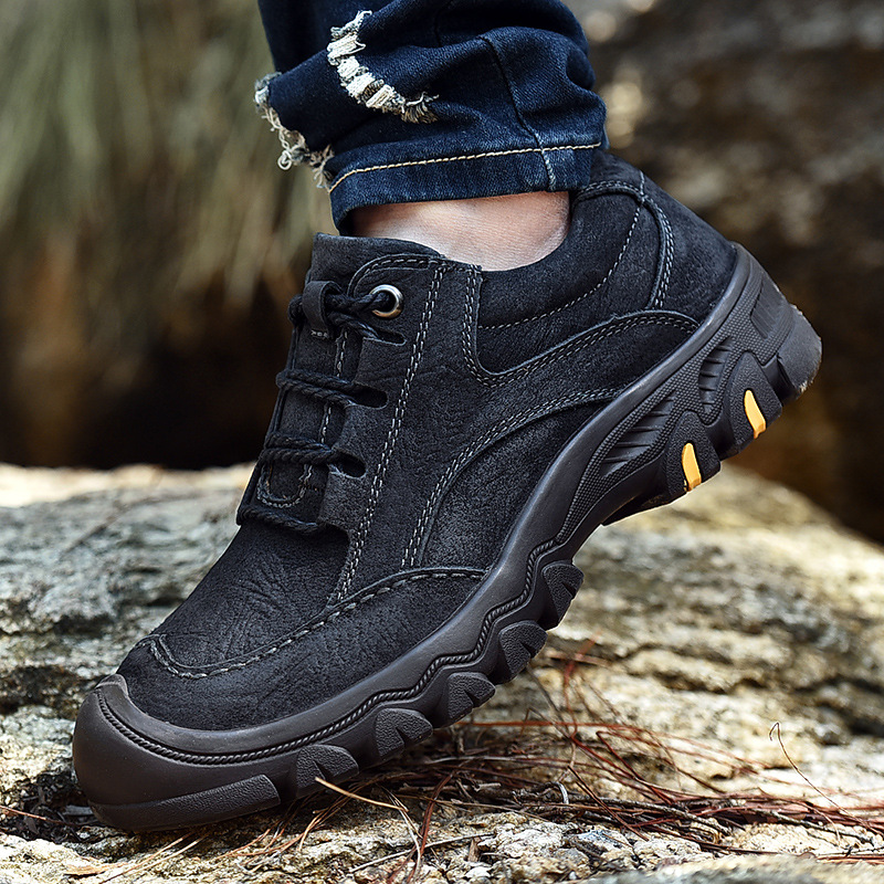 Men's Waterproof Hiking Shoes Non-slip Cowhide Outdoor Trainers_voghion.com
