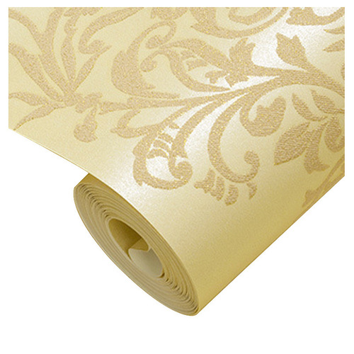European-style 3D luxurious gold non-woven wallpaper for living room, bedroom, hotel, guesthouse, and clothing store, high-end gold foil wallpaper