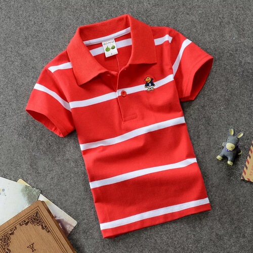 kids children's t-shirt summer clothing new children's cotton striped short-sleeved polo shirt lapel small and medium-sized children's factory direct sales