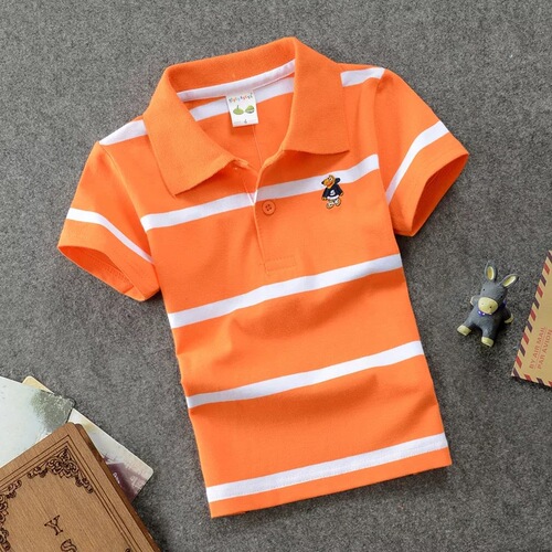 kids children's t-shirt summer clothing new children's cotton striped short-sleeved polo shirt lapel small and medium-sized children's factory direct sales