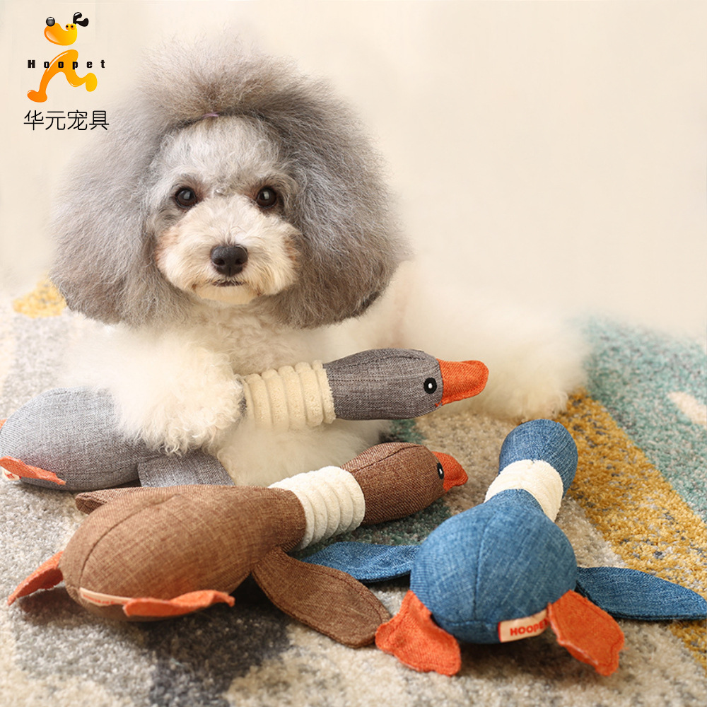 Juguete para mascotas juguete para perros Huayuan mascota juguete de peluche para mascotas juguete de sonido en stock al por mayor Ganso Salvaje