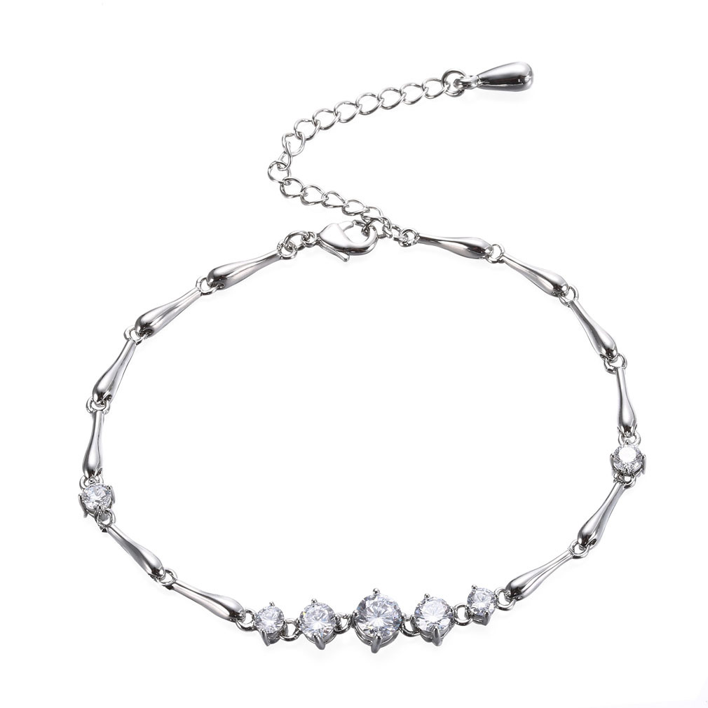 Brand copper adjustable ankle bracelet with zircon