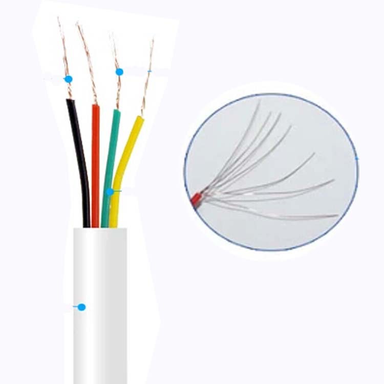 厂家自销 四芯白色扁平电话线  成品纯铜 电话机连接线1米