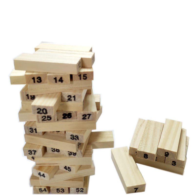 54-pack colorido de los niños apilados altos bloques de construcción montaje de grandes capas digitales cordón juguetes de madera