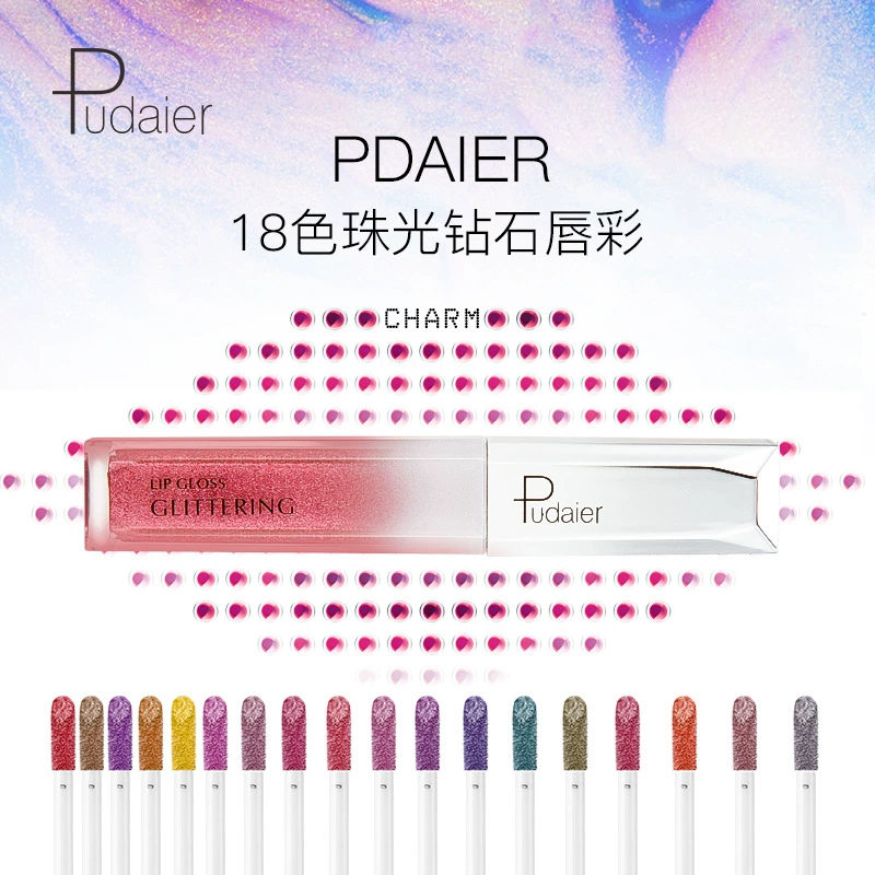 Lip Gloss (Pudaier) Shimmer Pearl Nourishing, 18 Colors, Lip-Volume Enhancing, European Style