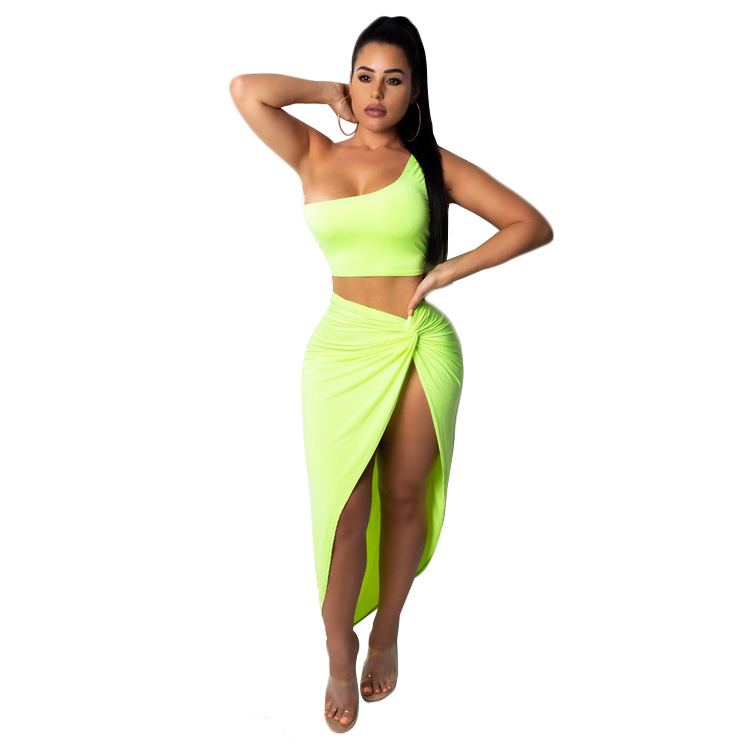 Estación independiente LAZADA 2021 popular europea y americana de talla grande Falda plisada de color sólido traje casual traje de dos piezas