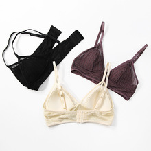 真丝内衣女无钢圈性感蕾丝三角杯薄罩杯胸罩美背舒适少女文胸薄款