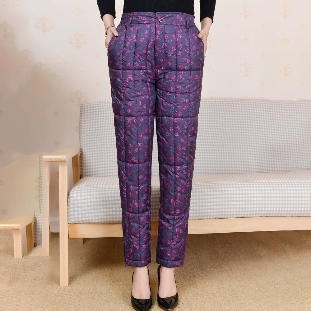 Хлопковые брюки, Женский костюм для матери среднего и пожилого возраста, утолщенные очень большие хлопковые брюки с высокой талией, узкие теплые брюки, Холодостойкие брюки