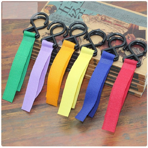 6-color hot stamping dazzling colorful Velcro stroller baby safety multi-purpose double hook infant stroller double ring hook