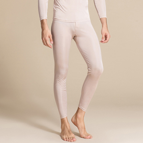 Autumn new men's silk knitted warm trousers mulberry silk comfortable thin leggings underpants slim autumn trousers