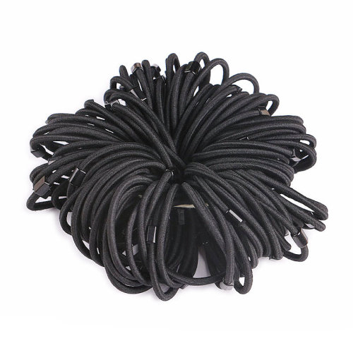 2 Yuan Store Hot Selling Square Black Rubber Band Hair Tie Wholesaler High Elasticity Hair Band Hair Accessory Hair Ribbon